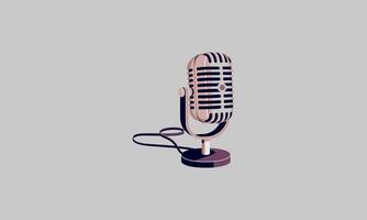 Vintage microphone with a vibrant gradient background. vector