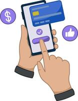 Online Payments in Mobile Phone. Electronic Payment by Credit Card. Mobile Banking Application. Online Banking. Business and Finance vector