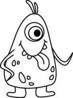 Cartoon Monster for Coloring Page. Illustration of a Funny Monster on a White Background vector