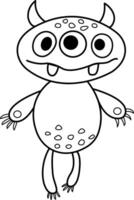 Cartoon Monster for Coloring Page. Illustration of a Funny Monster on a White Background vector