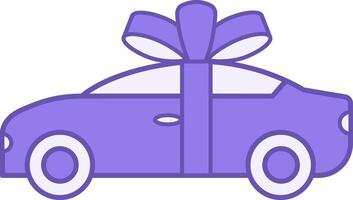Colored New Car Icon. Buying a New Vehicle. Car in Gift Wrap. Holiday and Shopping Concept vector