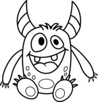 Cheerful Cartoon Monster For Coloring Page. Illustration of a Funny Monster on a White Background vector