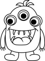 Cartoon Monster for Coloring Page. Illustration of a Funny Monster on a White Background vector