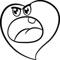 Angry Cartoon Heart for Coloring Page. Conversation in elevated tones. Face Emotion. Illustration of Funny Character vector