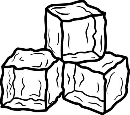 Ice for Making Refreshing Drinks for Coloring. Illustration of Ice for Summer Cocktails in Cartoon Style