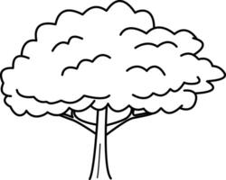 Tree for coloring book. Lush tree illustration isolated on white background vector