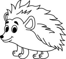 Cute Cartoon Hedgehog for Coloring Page. Illustration Forest Funny Hedgehog vector