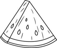 Slice of Ripe Watermelon for Coloring. Illustration of Juicy Watermelon in Cartoon Style vector