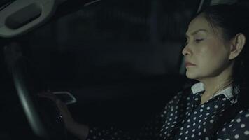Sad and crying in car, woman driver crying and being broken down with something terrible happened, emotional expression, depressed from health problems, economic crisis, brokenhearted concept. video