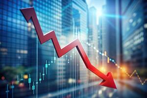 A stock photo depicting a falling arrow symbolizing career failure economic decline and bankruptcy with a blurred background emphasizing the concept of depth of field