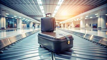 check-in counter, transportation system, holiday, moving, journey, airport, fly, travel essentials, arrival, Suitcase on a conveyor belt at the airport seen from a worm s eye view photo