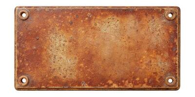 Square empty rusty metal plaque signboard isolated on white background panoramic, white background,rusty metal, plaque, signboard photo