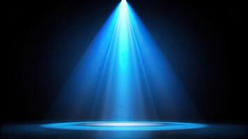 composition, asymmetrical, vibrant, illumination, lighting design, performance, Blue spotlight light beam illuminating a black background creating an asymmetrical composition photo