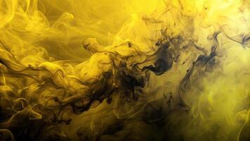 Yellow background with a black smoke gradient and a grain effect that resembles a marble texture captured from a low angle perspective, abstract, design, modern, smoke, artistic photo