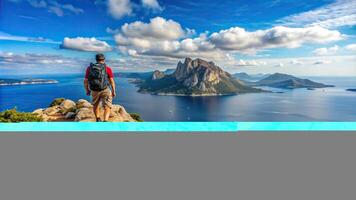 outdoors, Mediterranean Sea, exploration, adventure,trekking, hiking, landscape, rocky terrain, summit, Sardinia, Trekking in Sardinia to the summit of Tavolara Island photo