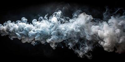 A mesmerizing aerial photograph capturing a stream of dense smoke against a dark background, stream, dark, background, mesmerizing, dense, aerial photo