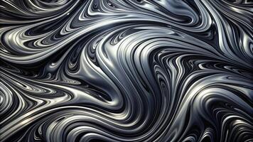 Black noise aluminum liquid metal swirling in a mesmerizing abstract pattern with a hint of marble chrome creating an illusionary depth of field, noise, illusionary, liquid metal, black photo