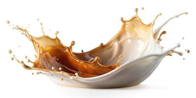 Abstract splash of white and tea milk on an asymmetrical background photo