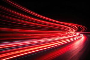 Abstract red light trails in the dark background Low Angle photo