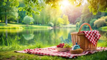 Abstract summer background with a reflected image perfect for a summer picnic photo
