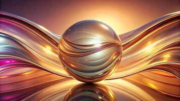 Abstract Shiny neon glass translucent wavy composition with gradient transition pink beige brown elegant clean background Fisheye photo