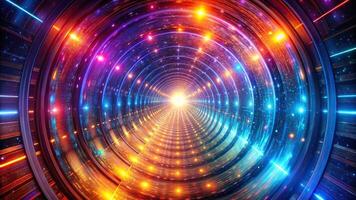 Abstract space tunnel background with exaggerated colors reflected photo