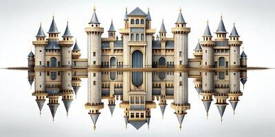 Abstract representation of a castle using geometric symmetrical shapes photo