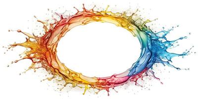 Abstract symmetrical ink circle splash isolated on white background photo
