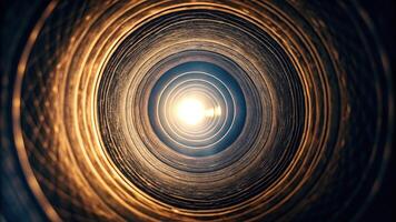 Abstract scene with glowing light in darkness photo