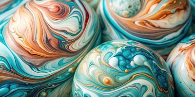 Abstract translucent marble ink patterns on a unique background photo