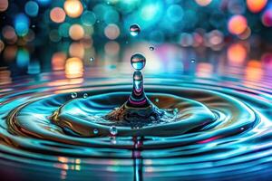Abstract water droplets and splashes macro background photo
