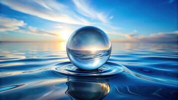 Abstract water sphere floating above surface with Depth of Field photo