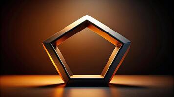 minimalist style A striking stock photo featuring a three dimensional pentagon shape prominently standing out against a sleek dark orange and black background exuding a distinct minimalist aesthetic