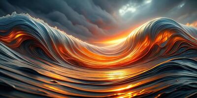 Abstract orange and gray wave design from worm's eye view photo