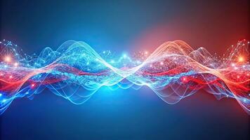 Abstract red and blue spectrum particles background with dynamic sound pattern photo