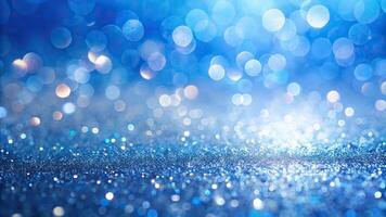 Abstract painting with tilted angle, broad brushstrokes, and delicate light sparkles against a cobalt to sky blue gradient background photo