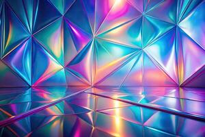 Abstract holographic background with minimalist and stylish design, featuring futuristic textures at a tilted angle photo