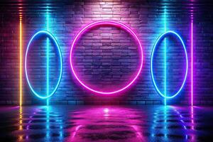 Abstract neon retro technicolor background with depth of field photo