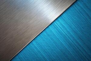 Abstract metallic blue background with diagonal empty space on gray background photo