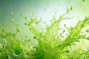 abstract light green splashes background from a high angle view photo