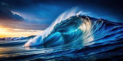 Abstract image of black blue wave sky gradient blur with grain noise at a tilted angle photo