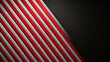 Abstract image with tilted angle black background featuring red and white vertical pin stripes photo