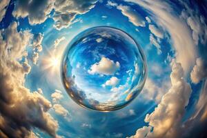 Abstract fusion of sky and bubble worm's eye view photo