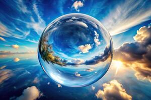Abstract fusion of sky and bubble photo