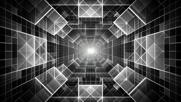 Abstract geometric background with black and white shapes and squares creating leading lines photo