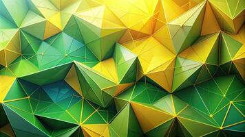 Abstract geometric background with yellow and green triangles in a forced perspective photo