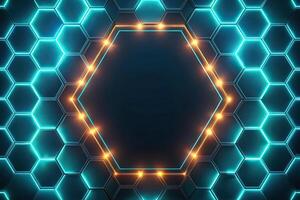 Abstract hexagon pattern background with glowing lights minimalist photo