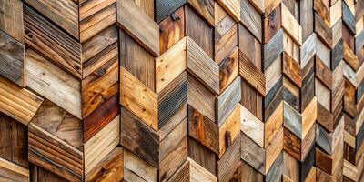 Abstract geometric pattern of reclaimed wood wall paneling texture with shallow depth of field photo