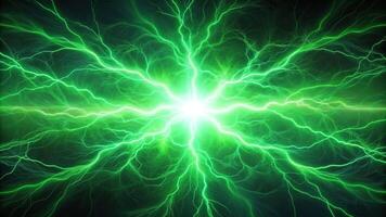 abstract green lightning plasma background with depth of field photo