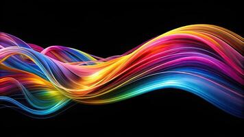 Abstract flowing colorful streams reflected on black background photo